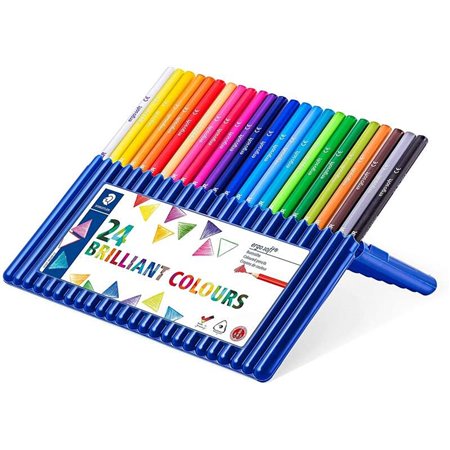 Pacote de 24 lápis de cor Staedtler Ergosoft 157 - Design ergonômico - Superfície antiderrapante - Cores sortidas