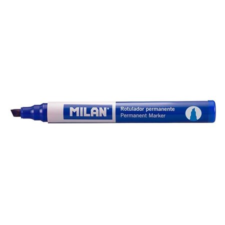 Marcadores Permanentes Milan Ponta Cinzel - Ponta 1 - 4mm - Tinta à Base de Álcool - Cor Azul Marinho