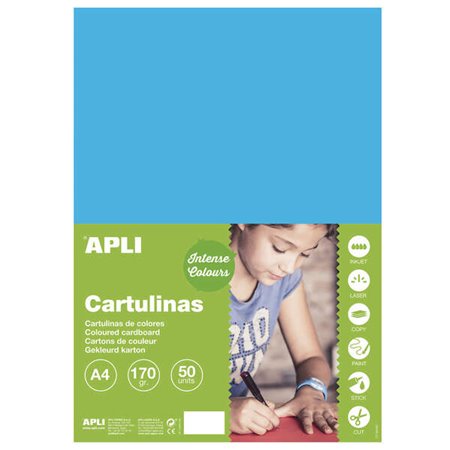 Apli Cartão Azul Médio A4 170g 50 Folhas