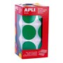 Apli Gomets XL Redondos Verdes - Ø 33mm - Adesivo Permanente - 708 Gomets por Rolo