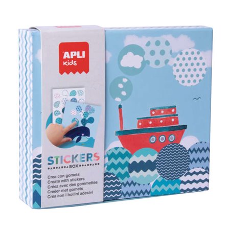 Conjunto Apli Kids Boat Gomets - 8 Folhas Ilustradas de 200G - 8 Folhas de Gomets Geométricos Removíveis - Guia com Exemplos - A