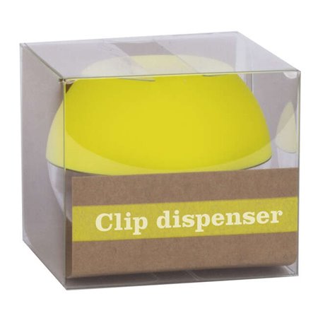 Dispensador de clipes Apli Fluor Collection - Ø 70x60 mm - Tampa magnética "Soft Touch" - Inclui 50 clipes amarelos fluorescente