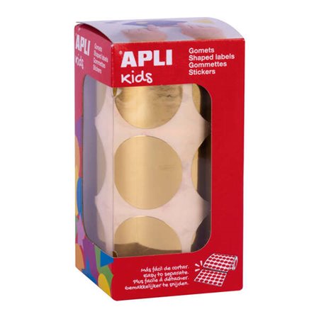 Apli Metallic Gold Round Gomets - Ø33mm - 59 folhas pré-cortadas - 708 Gomets por rolo - Em conformidade com as normas EN-71 e F