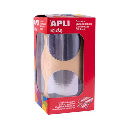 Apli Gomets Redondos Prata Metálico - Ø 45mm - 354 Gomets por Rolo - Desenvolve Habilidades Psicomotoras Finas e Diversas Capaci