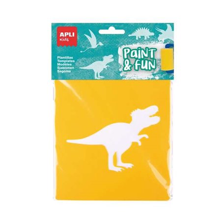 Apli Kids Bolsa com 6 Estênceis de Dinossauro - 8 Formas de Animais - Polipropileno Flexível - Lavável - Cores Sortidas