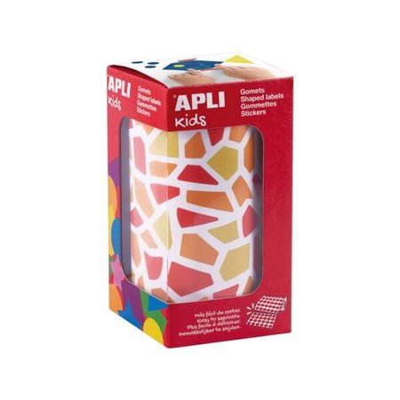 Apli Kids Roll of 2460 Mosaic Gomets - Adesivo à base de água - Sem solventes - Materiais 100% recicláveis - Cores vermelho, lar