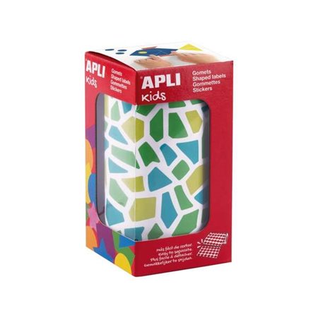 Apli Kids Rolo de 2460 Mosaico Gomets - Adesivo à base de água - Sem solventes - Materiais 100% recicláveis - Cores azul, verde 