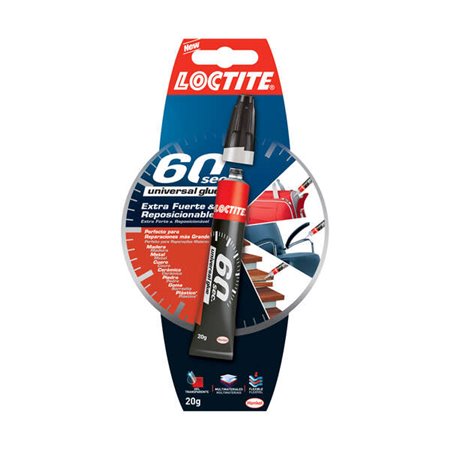 Loctite 60Sec Cola Extra Forte 20gr - Cola em 60 Segundos - Adesivo Gel Transparente Reposicionável - Ideal para Superfícies Ver