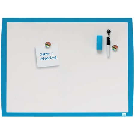 Quadro branco magnético pequeno Nobo 585x430 - Moldura de cores vibrantes - Acessórios de quadro branco correspondentes - Azul