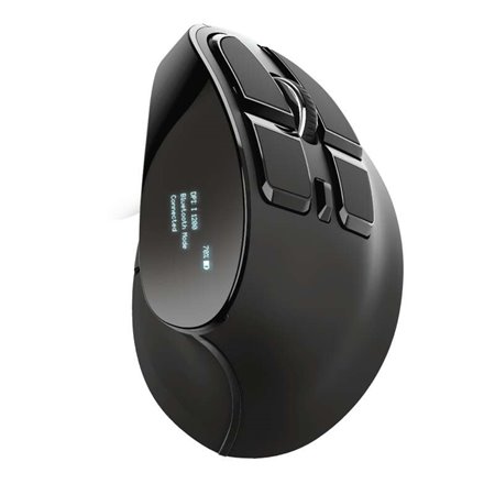 Mouse ergonômico sem fio recarregável Trust Voxx 2400dpi - 8 botões - Tela LED - Uso destro - Cor preta