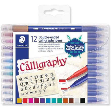 Staedtler 3005 Pacote de 12 canetas de caligrafia de ponta dupla - cores sortidas