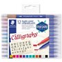 Staedtler 3005 Pacote de 12 canetas de caligrafia de ponta dupla - cores sortidas