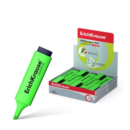 Erichkrause Visioline V-20 - Marcador de Texto com Ponta Cinzel - Tinta Fluorescente à Base de Água - Cor Verde