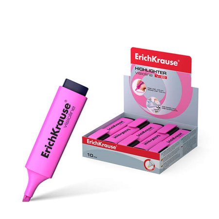 Erichkrause Visioline V-20 - Marcador de texto com ponta de cinzel - Tinta fluorescente à base de água - Cor rosa