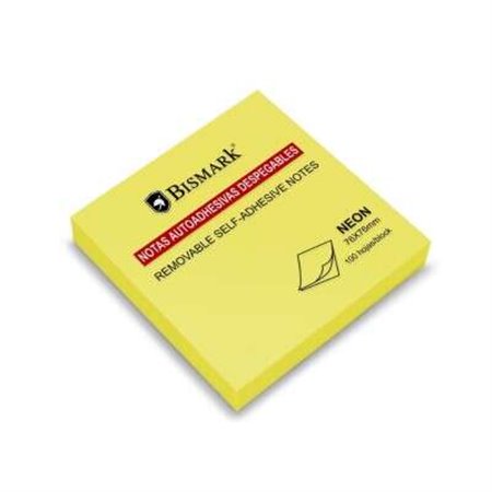 Bloco Bismark de 100 Notas Autoadesivas 76x76mm - Cor Amarelo Neon