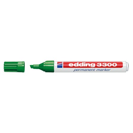 Marcador Permanente Edding 3300 - Ponta Cinzel - Linha entre 1 e 5 mm. - Tinta Quase Inodora - Secagem Rápida - Cor Verde