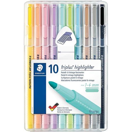 Staedtler Triplus Textsurfer 362 Pacote de 10 marcadores fluorescentes - Curso 1 - 4 mm aproximadamente - Banheira à base de águ