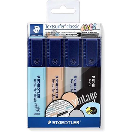 Staedtler Textsurfer Classic 364 Pacote de 4 marcadores fluorescentes - Secagem rápida - Curso 1 - 5 mm aproximadamente - Cores 