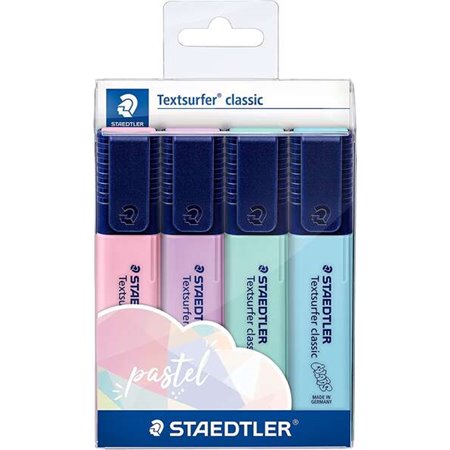 Staedtler Textsurfer Classic 364 Pacote de 4 marcadores fluorescentes - Secagem rápida - Curso 1 - 5 mm aproximadamente - Cores 