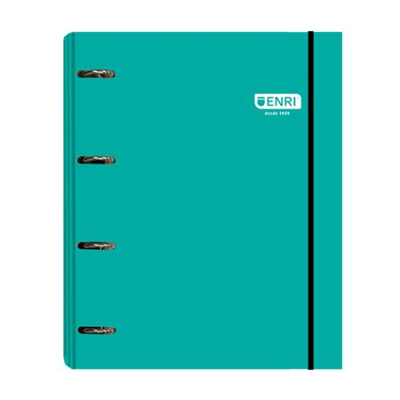 Pasta Enri A4 - Capa Extra Dura - 4 Argolas - Cor Teal