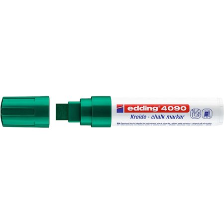 Marcador de Giz Líquido Edding 4090 - Ponta Cinzel - Linha entre 4 e 15mm - Odor Neutro - Cor Verde