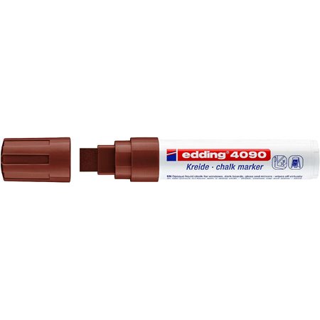 Marcador de Giz Líquido Edding 4090 - Ponta Cinzel - Linha entre 4 e 15mm - Odor Neutro - Cor Marrom