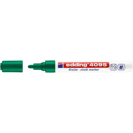 Marcador de Giz Líquido Edding 4095 - Ponta Redonda - Linha entre 2 e 3mm - Odor Neutro - Cor Verde