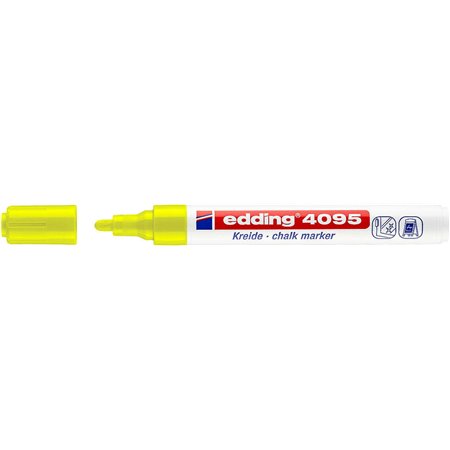 Marcador de Giz Líquido Edding 4095 - Ponta Redonda - Linha entre 2 e 3mm - Odor Neutro - Cor Amarelo Neon