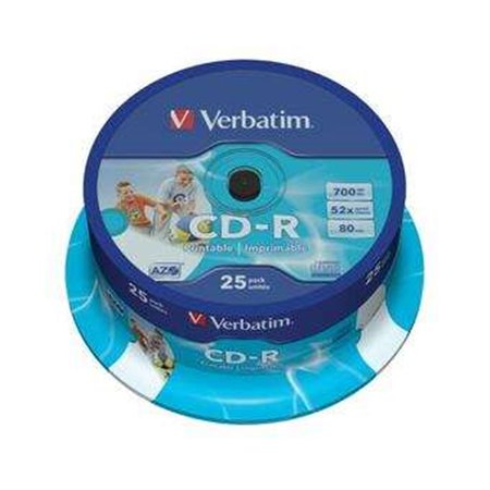 Verbatim CD-R imprimíveis 52x 700 MB (banheira de 25 unidades)