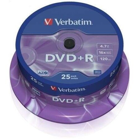 Verbatim DVD+R 16x 4,7 GB (banheira de 25 unidades)