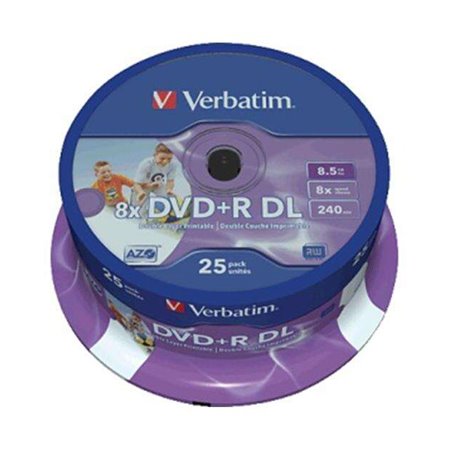 Verbatim DVD+R para impressão de camada dupla 8x 8,5 GB (banho de 25 unidades)