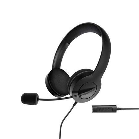 Energy Sistem Office Headphones 3 - Plugue USB e 3,5 mm - Controle de volume e mudo - Braço de microfone retrátil - Cor preta