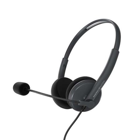 Energy Sistem Office Headphones 2 - Compatível com PC/Mac/Smartphone - Plugue de 3,5 mm - Microfone com braço retrátil - Cor pre