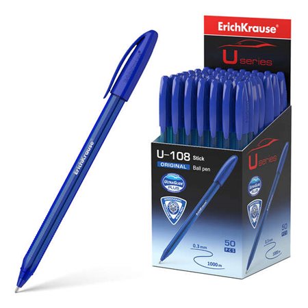 Caneta Stick Original Erichkrause U-108 - Tecnologia Ultra Glide - Tinta Azul