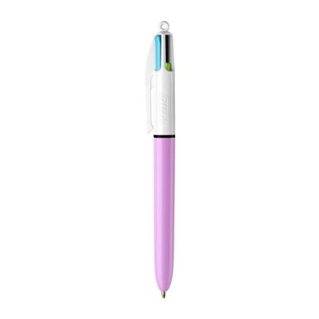 Caneta esferográfica retrátil divertida Bic 4 cores - ponta média de 1,0 mm - tinta à base de óleo - cores da tinta: rosa, roxo,