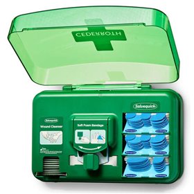 Dispensador de cuidados para feridas Cederroth - Inclui diferentes tamanhos de curativos azuis, lenços umedecidos e curativo aut Dispensador de cuidados para feridas Cederroth - Inclui diferentes tamanhos de curativos azuis, lenços umedecidos e curativo aut