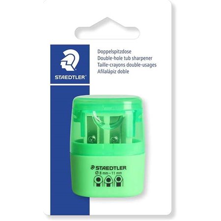 Apontador de lápis de dupla utilização Staedtler com depósito - 2 furos - de 8,2 mm a 10,2 mm - cor verde neon