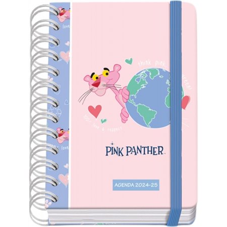 Dohe Pink Panther EcoPink Wired Spiral School Agenda A6 - Diâmetro da página - Papel 80g/m2 - Capa de papelão laminado - Fecho d