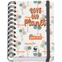 Dohe WWF Love our Planet Spiral Wired Agenda escolar A6 - Diâmetro da página - Papel 80g/m2 - Capa de papelão laminado - Fecho d