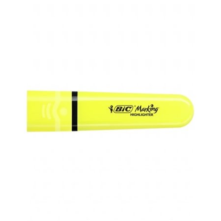 Bic Marcador Marcador Fluorescente Plano - Ponta Cinzel - Linha entre 1,70 e 4,80 mm - Tinta à Base de Água - Cor Amarela