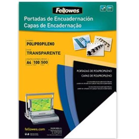 Pacote Fellowes de 100 capas de polipropileno A4 - 500 mícrons - Acabamento de qualidade - Cor transparente