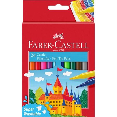 Faber-Castell Castle Pacote de 24 marcadores - tinta lavável à base de água - cores sortidas