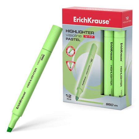 Erichkrause Visioline V-17 Pastel - Marcador de texto - Ponta de cinzel - Tinta fluorescente à base de água - Cor verde