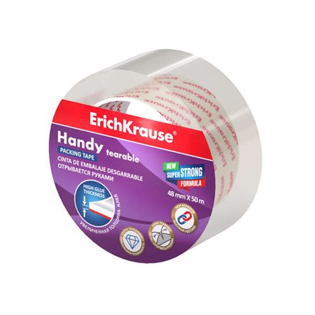 Fita de vedação prática Erichkrause - 48mmx50m - Resistente e Durável - Cor Transparente