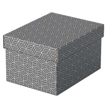 Esselte Pacote de 3 Pequenas Caixas de Armazenamento com Tampas 200x150x255mm - Cartão 100% Reciclado e Reciclável - Design Cinz