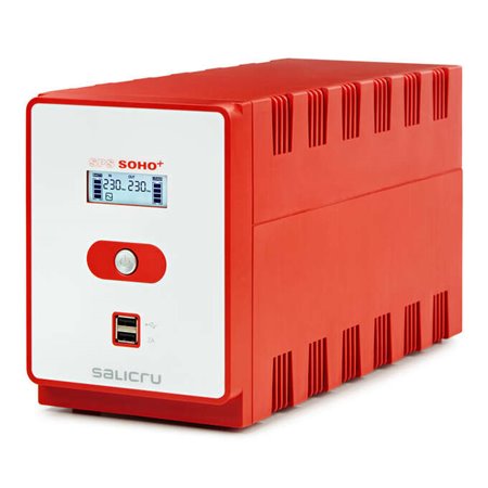 Fonte de Alimentação Ininterrupta Salicru SPS 1600 SOHO+ - UPS/UPS - 1600 VA - Line-interactive - Carregador USB Duplo - Cor Ver