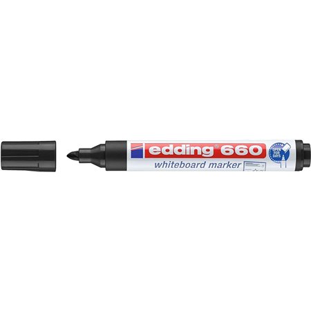 Marcador para Quadro Branco Edding 660 - Ponta Redonda - Traço entre 1,5 e 3 mm. - Tinta Pigmentada - Recarregável - Apagável a 