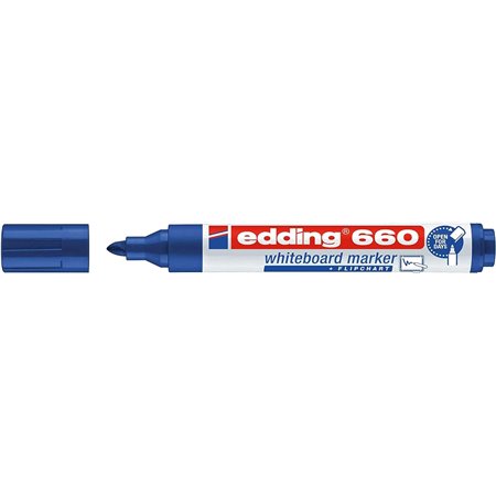 Marcador para Quadro Branco Edding 660 - Ponta Redonda - Traço entre 1,5 e 3 mm. - Tinta Pigmentada - Recarregável - Apagável a 