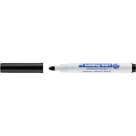 Marcador para Quadro Branco Edding 661 - Ponta Redonda - Traço entre 1 e 2 mm. - Tinta Pigmentada - Apagável a Seco - Cor Preta