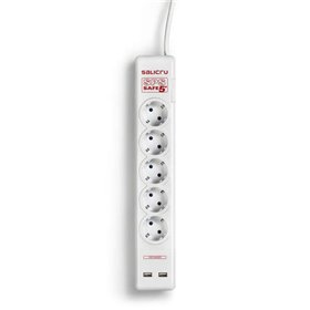 Salicru Power Strip SPS SAFE 5+ Protetores Elétricos Ativos de Última Geração - 5 Tomadas Schuko - Cor Branca Salicru Power Strip SPS SAFE 5+ Protetores Elétricos Ativos de Última Geração - 5 Tomadas Schuko - Cor Branca